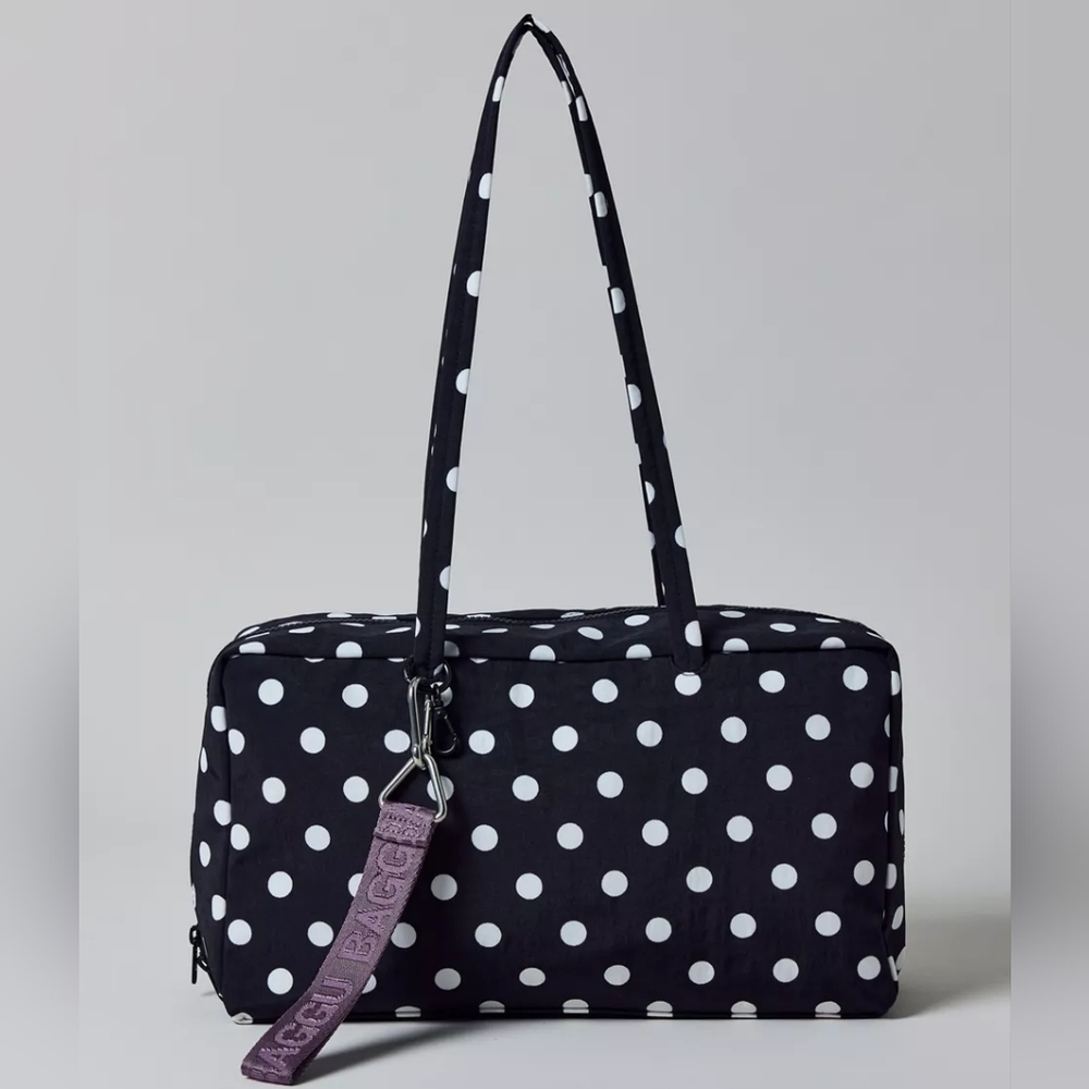 BAGGU Black and White Polka Dot Shoulder Bag